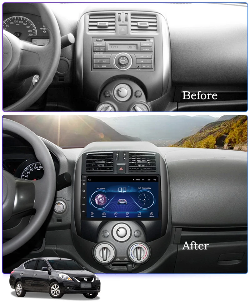 Excellent 9inch IPS and 2.5D Touch Screen Android 8.1 Car DVD GPS Navigation for Nissan sunny 2011 2012 2013 Radio Audio Stereo 1