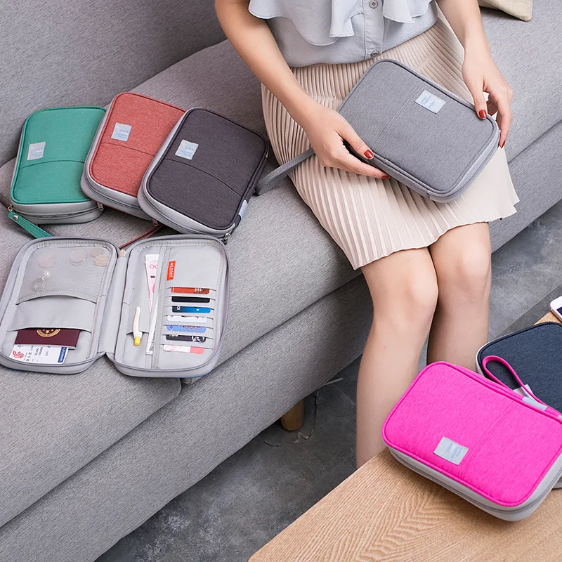 

Travel Organizer Oxford Passport Holder Multi-function Card Wallet Storage Bag Large Ticket Document Pouch