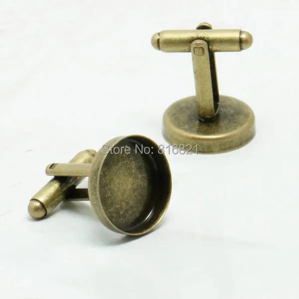 

23mm Vintage Antique bronze tone Circle Deep Bezel Cabochons Retro Cufflinks Settings Blank Men's Cuff Links Findings Wholesale