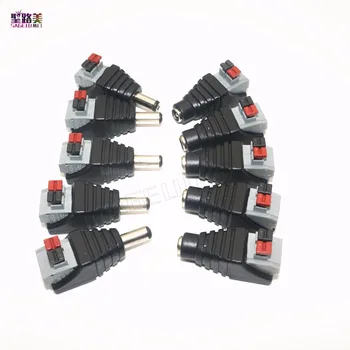 

50pcs 5.5*2.1mm Male Female DC Connector to Power Adapter For 5050 3528 Single Color Led strip Pressed Connected No Screws