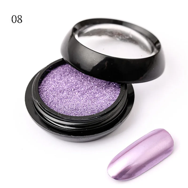 box Mirror Powder Nail Glitter Nail Art Glitter Purple Blue Silver Holo Chrome Nail Pigment Pearl Powder Decoration Manicure - Цвет: 8