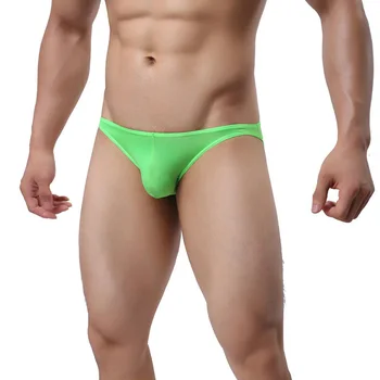 

(3pieces/bag) wholesale men sexy briefs ice silk low waist underpants soild summer breathable transparent seamless underwear