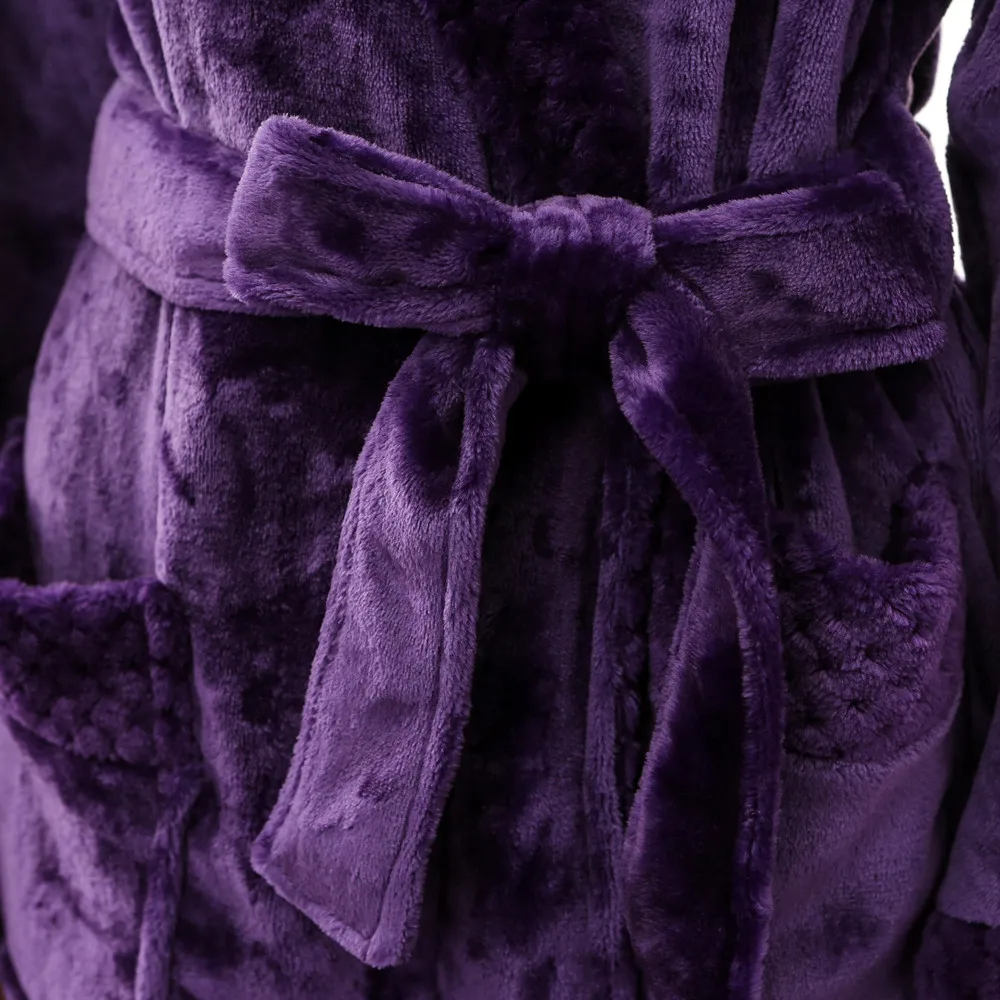Женский зимний удлиненный коралловый плюшевый халат с длинными рукавами накидка халат женский халат