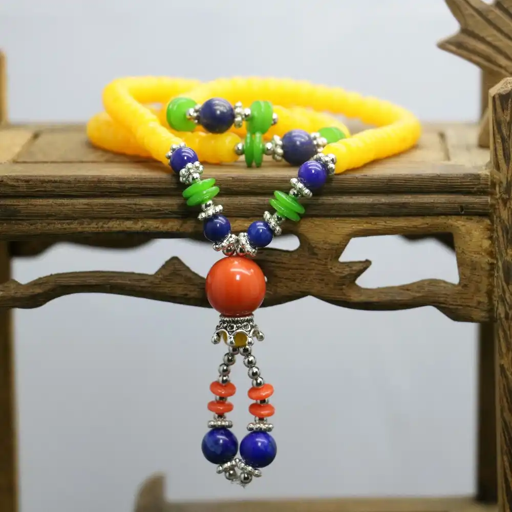 Buda de Verano Boho Étnico Colgante Collar Cordón De Algodón Encerado