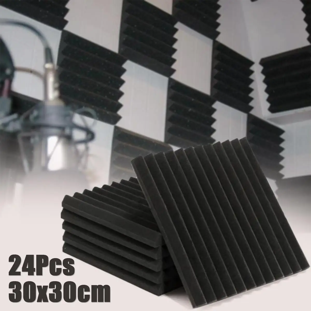 

24Pcs/set Soundproofing Foam Acoustic Foam Treatment Sound Proofing Studio Room Wall Absorption Strips Tiles Polyurethane Foam