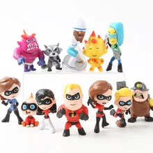12pcs/set Disney Action Figure The Incredibles 2 Movie Super Man Family Cute Doll Children Kids Toys Collection Birthday Gift