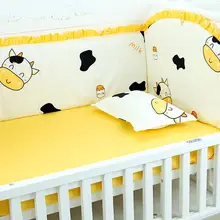 Промо-акция! 6 шт., детская кроватка с рисунком коровы, комплект из чистого хлопка с рисунком животных, детская кроватка(4 бампера+ простыня+ наволочка