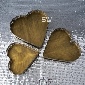 

Fashion vintage gold cake pan heart shaped dessert plate wedding props sweetgo candy plate flat plate