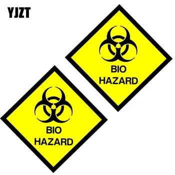 

YJZT 10CM*10CM 2X Car Sticker BIO HAZARD Sign Warning Mark Lnterest Reflective Personality Decal C1-7560