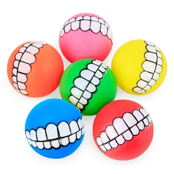 

7.5cm Pet Cat Dog Teeth Ball Toy Indestructible Chew Sound Squeaky Dogs Playing Training Toys Bite Resistant Puppy Ball Thrower