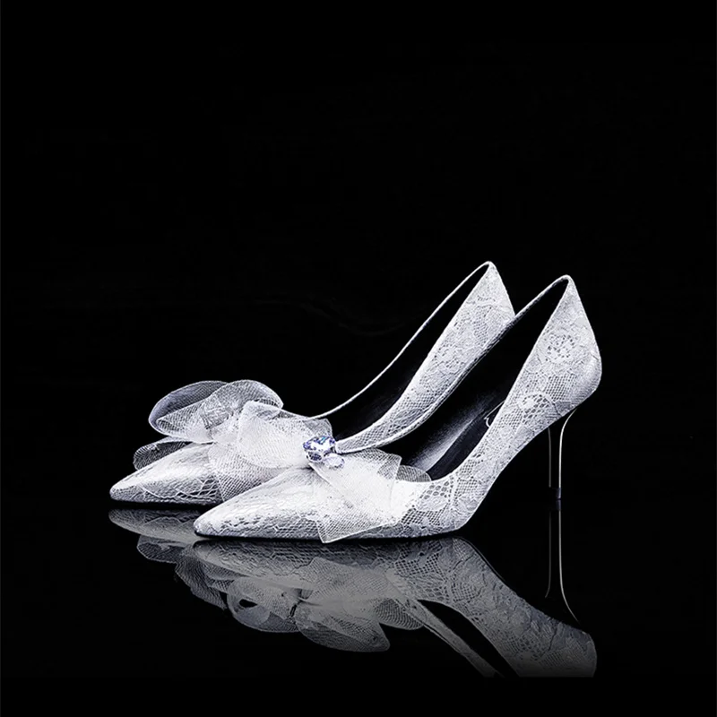 

OLOME 2019 new rhinestone high cinderella shoes women pumpus pointed toe woman crystal wedding Sheepskin shoes