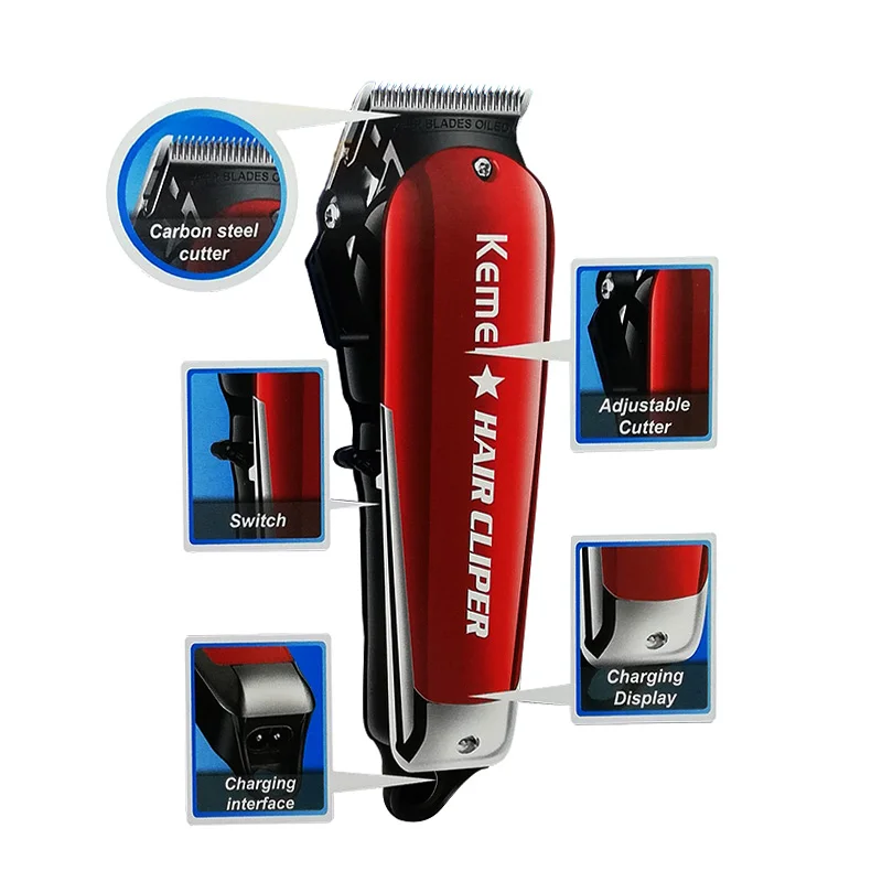 Máquina de Cortar Aparador de Cabelo para Homens Cortador de Cabelo Máquina de Corte de Cabelo Salão de Beleza Kemei Barbeiro Poderosa Cabelo Profissional Elétrico Cortador 9 w 6 cortar cabelo profissional aparador de cabelo para
