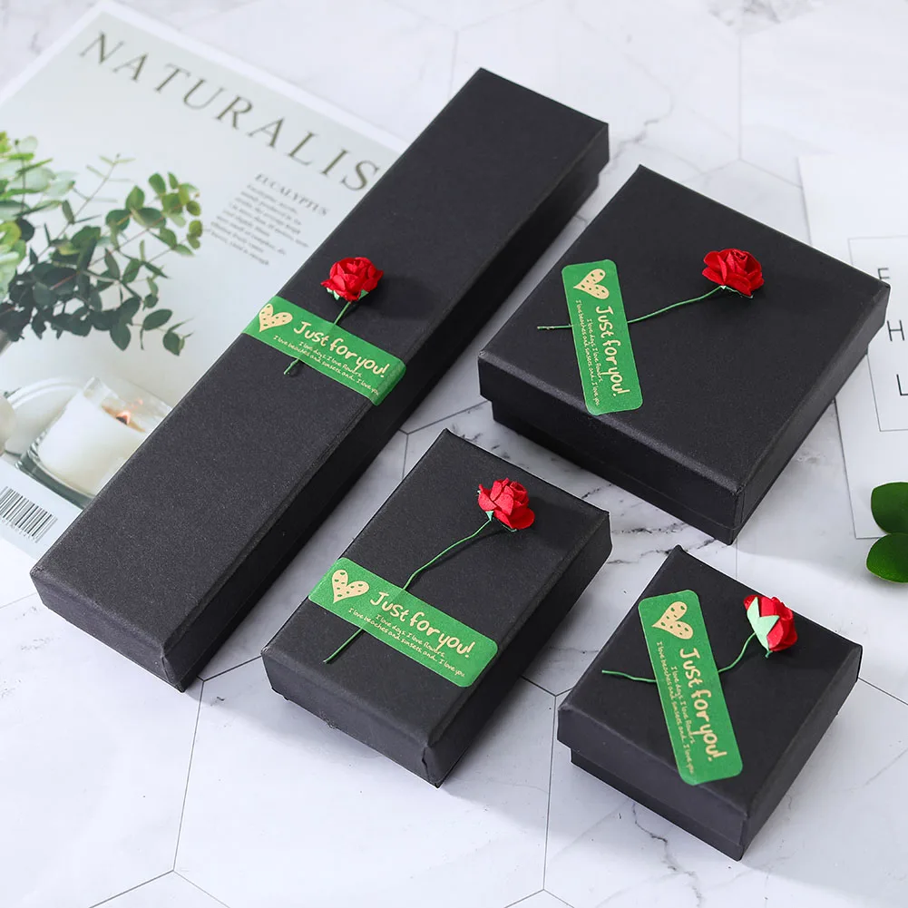

New Simple Rose Jewelry Box Earring Ring Bracelet Gift Box Wedding Ring Jewelry Display Packaging Organizer Storage Box