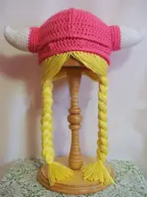 Mr.Kooky Female Viking Helmet Beanie Women Girls Cute Winter Wig Braids Cap Gorros Children Birthday Gift Handmade Knit Balacava