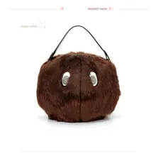 Trong New Arrival Fashion Winter Rabbit Fur Bag Animal Cartoon Bear Round Tote Women’s Lady’s Fun Handbag