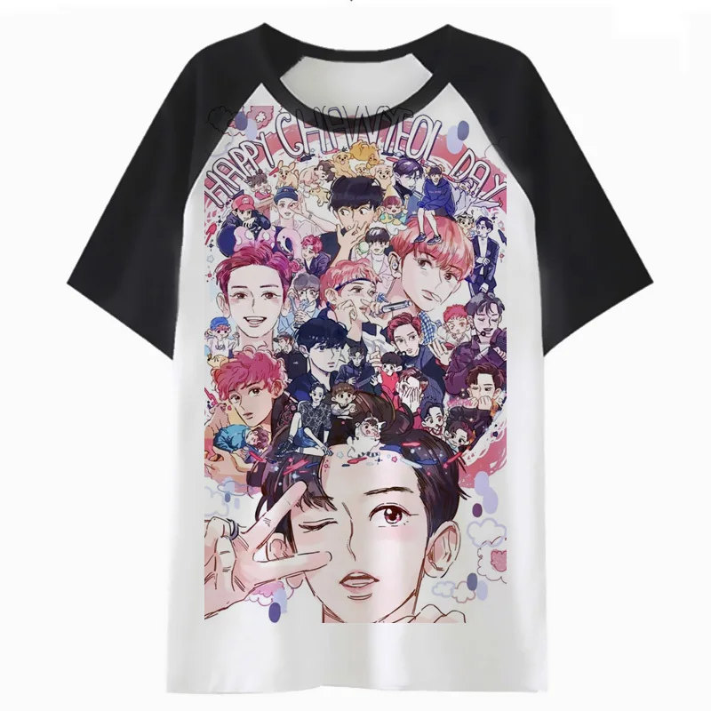 

Chanyeol t shirt tee tshirt female t-shirt femme graphic cartoon women tops kawaii harajuku clothing K4152