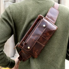 Мужская кожаная поясная сумка с ремнем для хип-хопа, мужские сумки для телефона из натуральной кожи, поясная сумка для путешествий, кошелек, клатч, сумки для мужчин, дизайн 8398