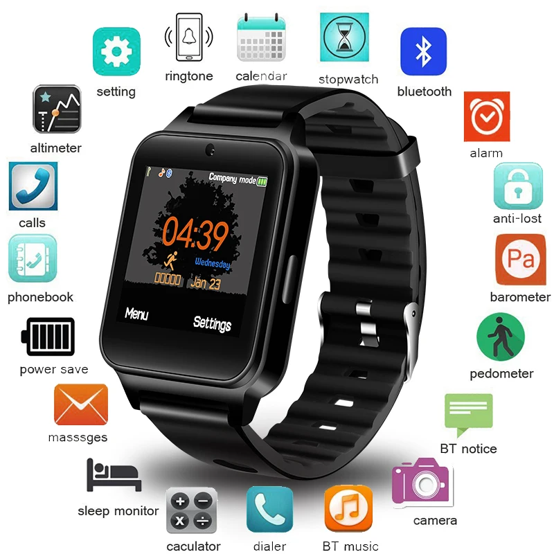 

BANGWEI Men Women Smart Watch WristWatch Support With Camera Bluetooth SIM TF Card Smartwatch For Android Phone Couple Watch+Box