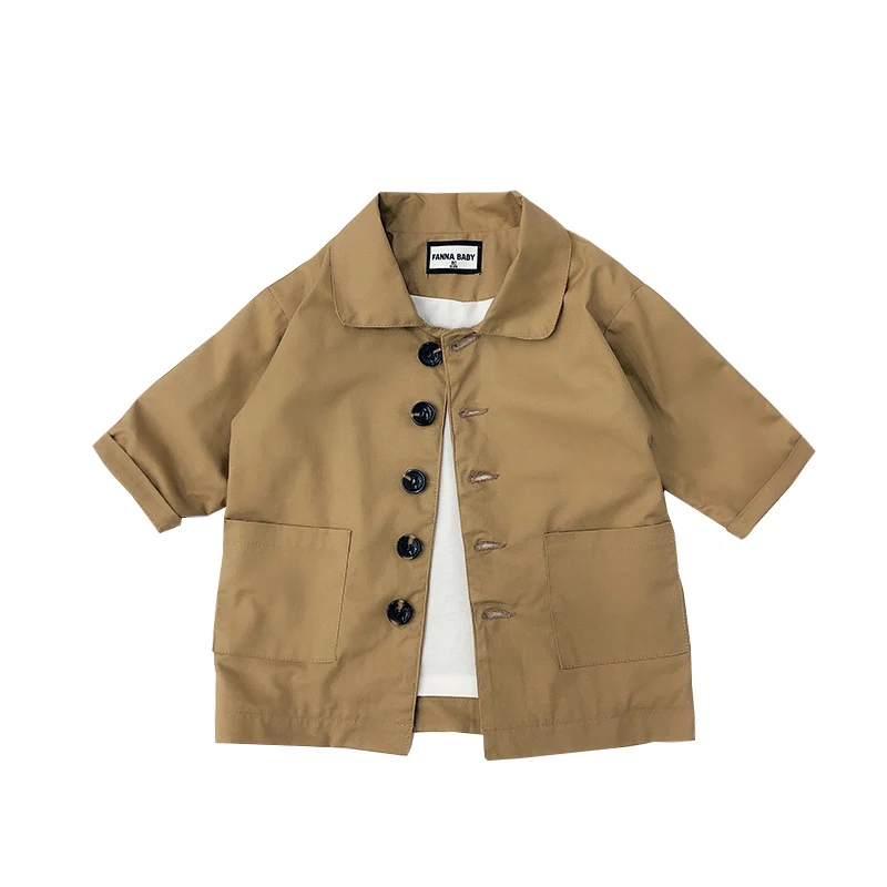 

2019 Long sleeve Khaki female Child Coat For Boy Windbreaker Medium And Long Section Kids Clothes Baby Trench Coat For Girls