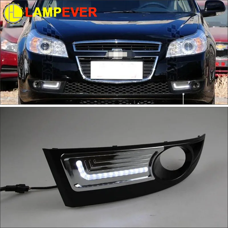 

2 Pcs 12V 6000k LED DRL Daytime running light case for Chevrolet Epica 2008-2012 fog lamp frame Fog light Car styling
