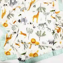 Одеяло с изображением животных Четыре слои bamboo детское муслиновое одеяло karitree пеленать лучше, чем Anais ребенка/bamboo одеяло младенческой