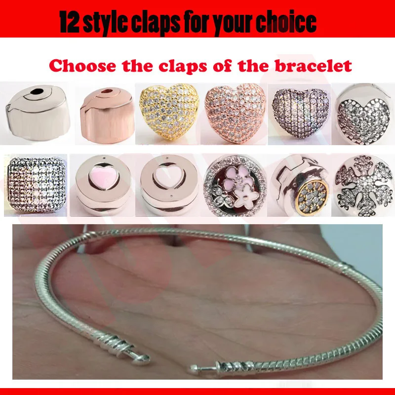 

Authentic 100% 925 Sterling Silver 12style claps for Snake Chain Bangle & Bracelet to chooes Luxury Jewelry for girlfriend gift