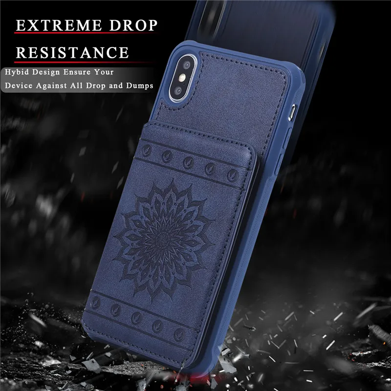 Phone Case for Iphone 6 6S Plus 7 8 X XS Max XR 2019 Cover New Embossed Wallet Leather Card Slot Back Cases 5 5S SE | Мобильные