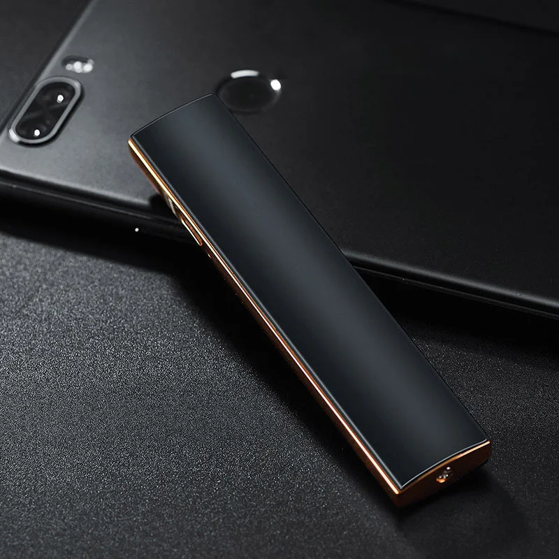 Новинка тонкая металлическая зажигалка для сигарет с usb зарядкой перезаряжаемая