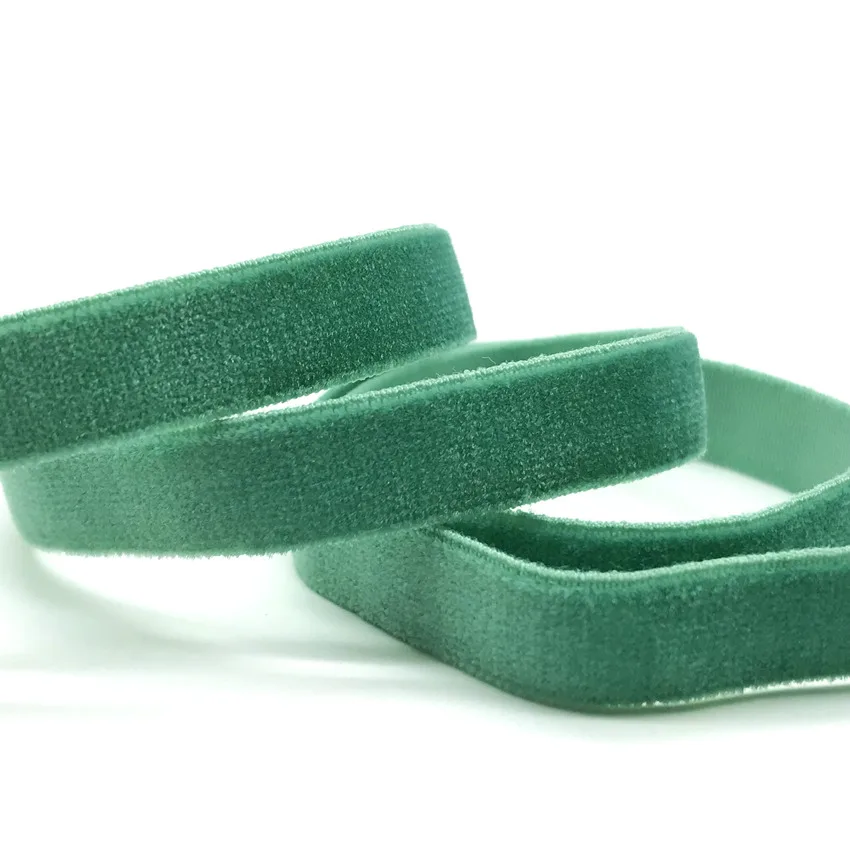 10 ярдов 1 см Хорошее качество бархатная эластичная лента эластичная велюровая лента в рулоне 19 цветов для волос галстук подарочная упаковка вечерние украшения - Цвет: green