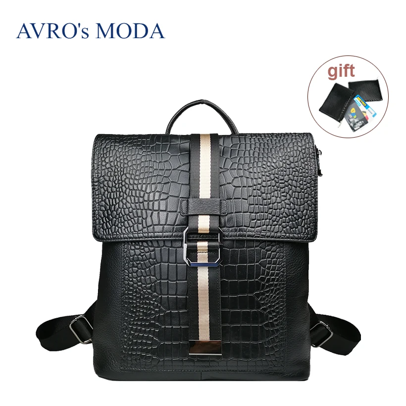 

AVRO's MODA Brand genuine leather crocodile pattern backpack women 2019 luxury designer ladies large capacity business laptop