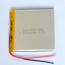 500 stücke 4000 mah 3,7 v Wiederaufladbare Lithium-Polymer Batterien Li-Po 5067100 Mit Draht Für Smartwatch MP5 Ohr Handy PSP