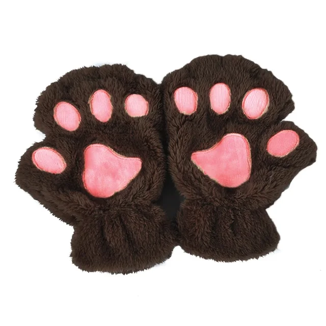 LB-2017 Winter Lovely WomenCat Claw Paw Mitten Plush Short Finger Half Cover Female Gloves LB-2017 Winter Lovely WomenCat Claw Paw Mitten Plush Short Finger Half Cover Female Gloves