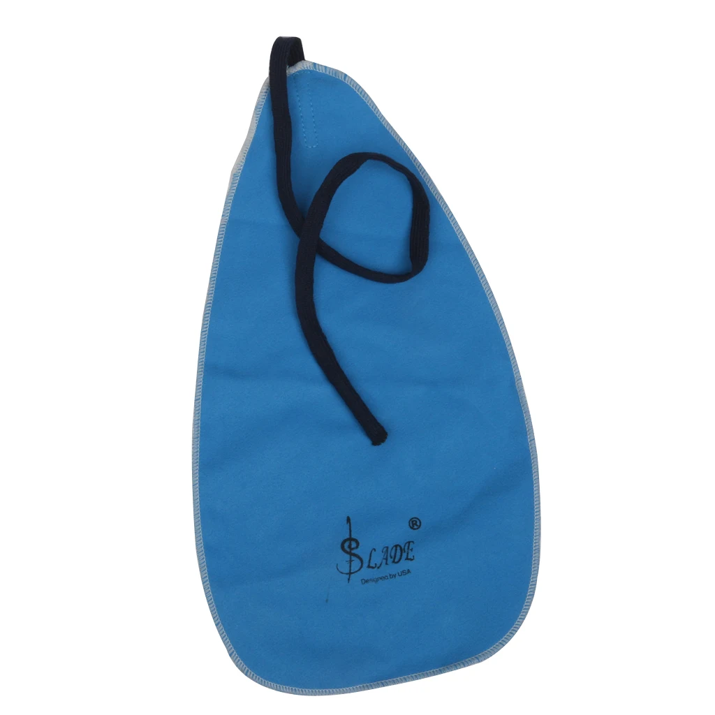 Pro. Cleaning Deerskin Cloth w.Strap for Flute Trumpet Sax Clarinet Blue Instruments Cleaning Cloth 