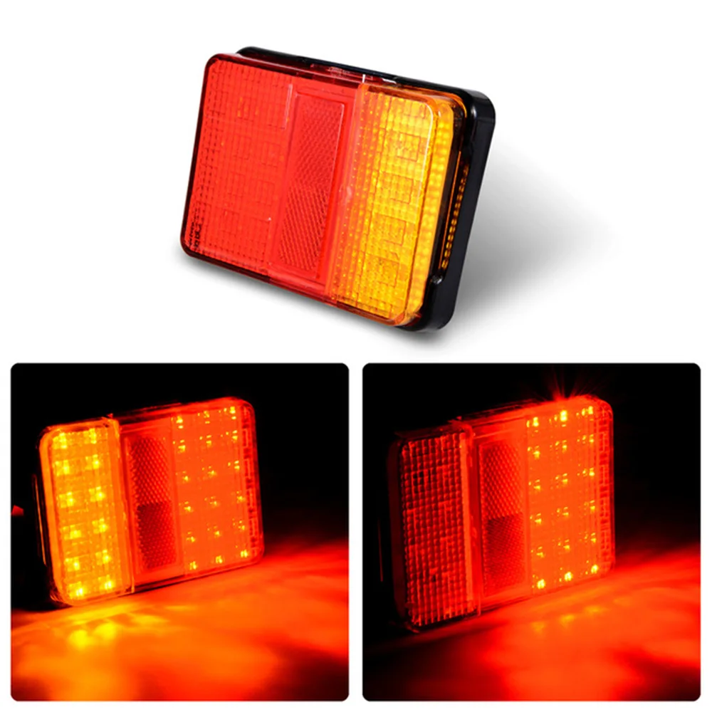 

2pcs 30 LED Car Truck Red+Amber LED Trailer Waterproof Tail Lights Turn Signal Brake Light Stop Rear Lamp DC 12V/24V CY797-CN