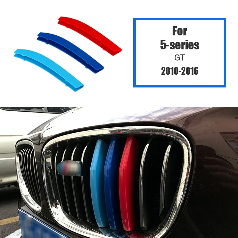 3 шт. 3D автомобиля Передняя решетка отделка полоски стикеры автоспорта для BMW F30 F10 F07 G30 F34 M Мощность Производительность аксессуары - Название цвета: 5series GT 2010-2016