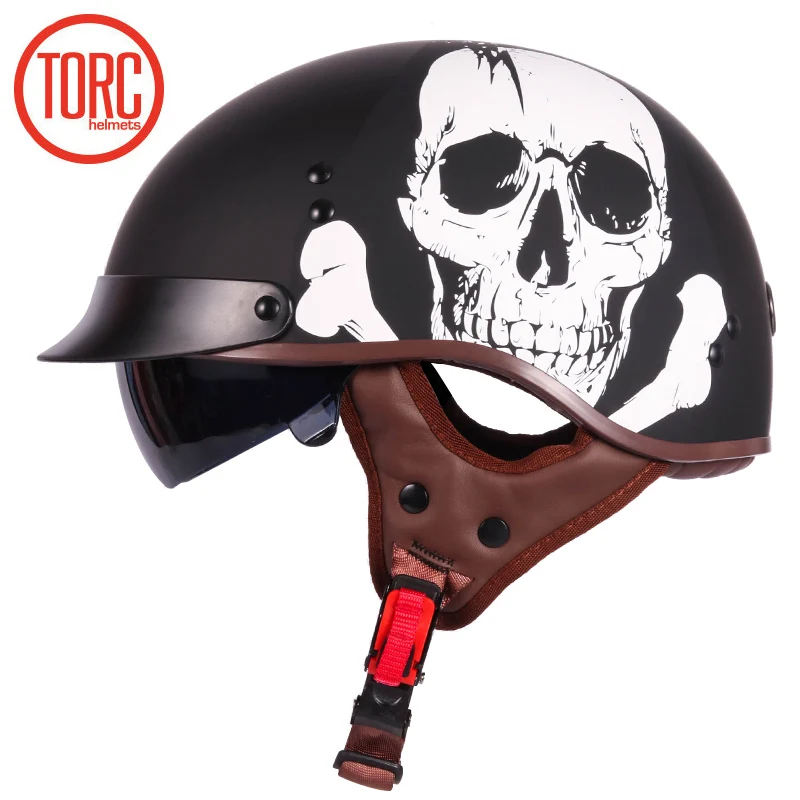 TORC T55 vintage jet motorcycle Harley helmetretro scooter half helmet with Builtin visor lens moto casco