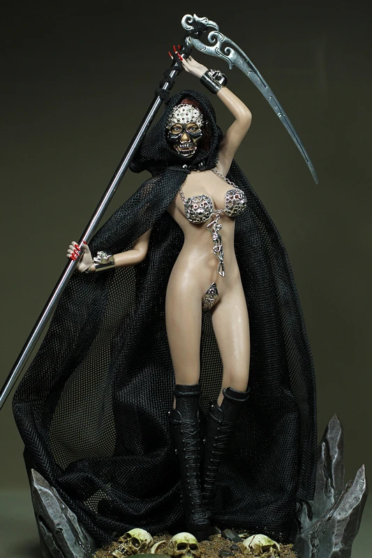 

Mnotht Custom 1/6 Female Solider death Godness Skeleton corset Black cloak For PH TH Medium Chest Big Chest Auction Figures l30