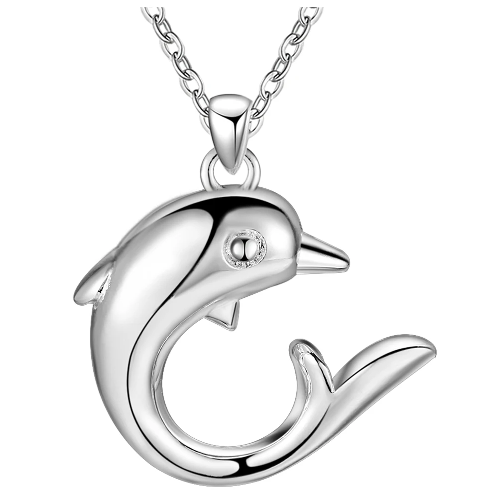 

2016 Fashon Animal Necklace Vashira New Arrival 925 Silver Jewelry Cute Dolphin Pendant Necklace For Lover PN700