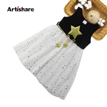 Artishae/платье для девочек; коллекция года; летнее праздничное платье принцессы без рукавов с принтом со звездой; одежда для детей 6, 8, 10, 12 лет