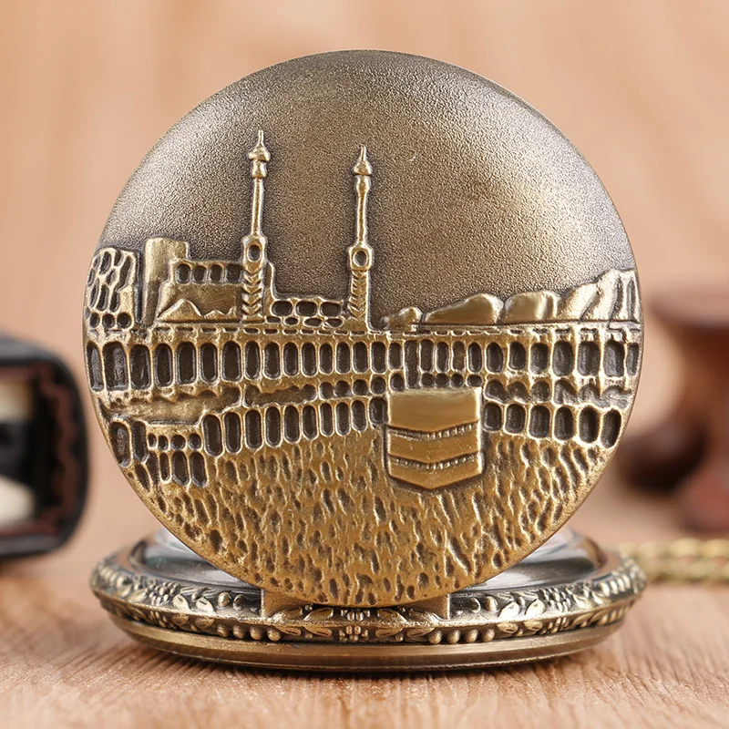 Винтаж бронзовый замок узор кварцевые часы кармашек для часов с цепочки и ожерелья Цепь для мужчин женщин подарок Reloj de bolsillo