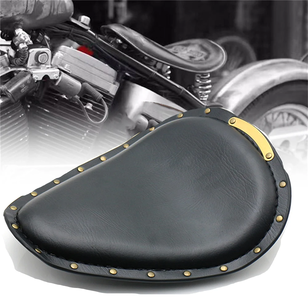 Universal Motorcycle Retro Brown Black Leather Solo Seat for Harley Custom Chopper Bobber Saddle |
