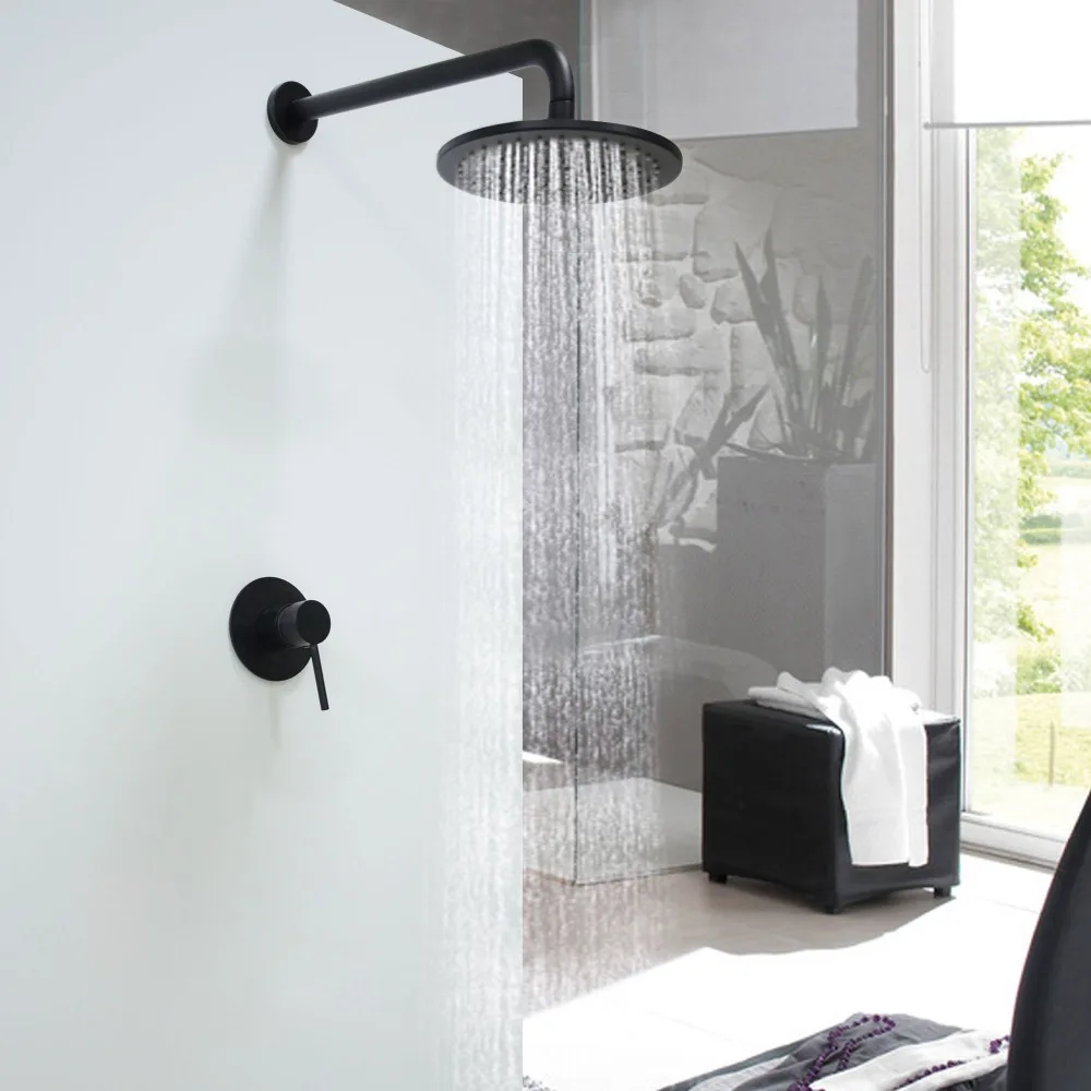 Buy Solid Brass black Bathroom Concealed Shower set 8