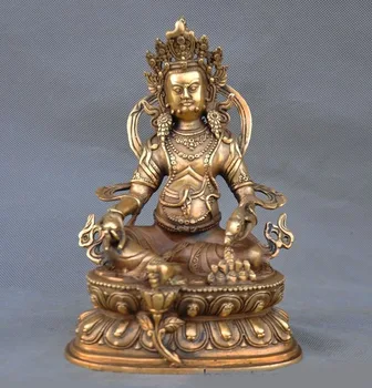 

wedding decoration Tibetan Buddhism bronze gilt Yellow Jambhala wealth God Buddha statue