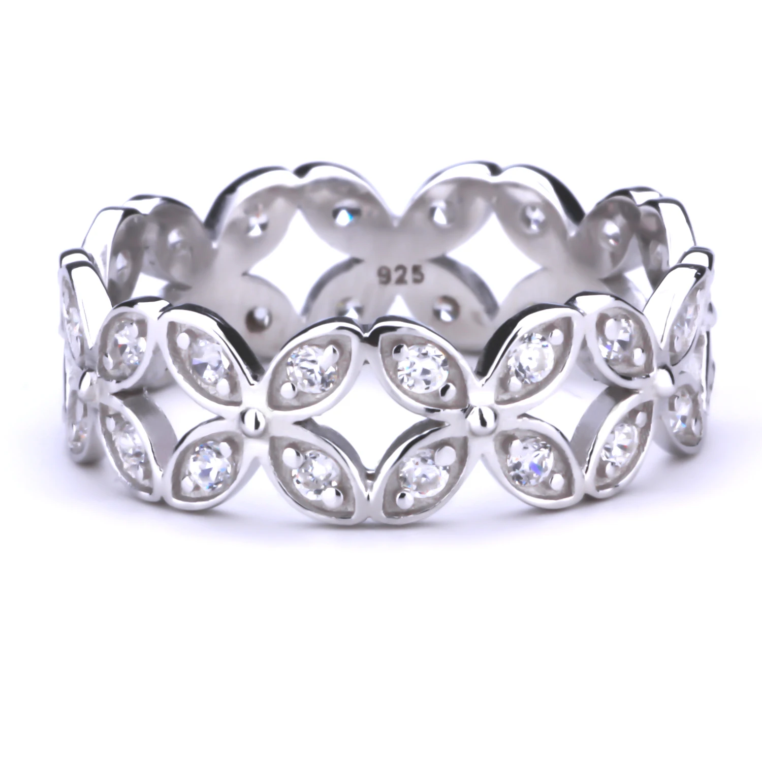 Metjakt Классический 925 стерлингового серебра лепесток Кольца с AAA циркон для Для женщин Свадебная вечеринка ювелирные изделия