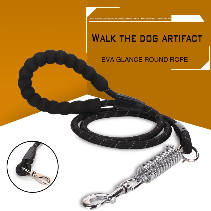 KIMHOME PET EVA Spring Leash Nylon Retractable Dog Leash Reflective Dog