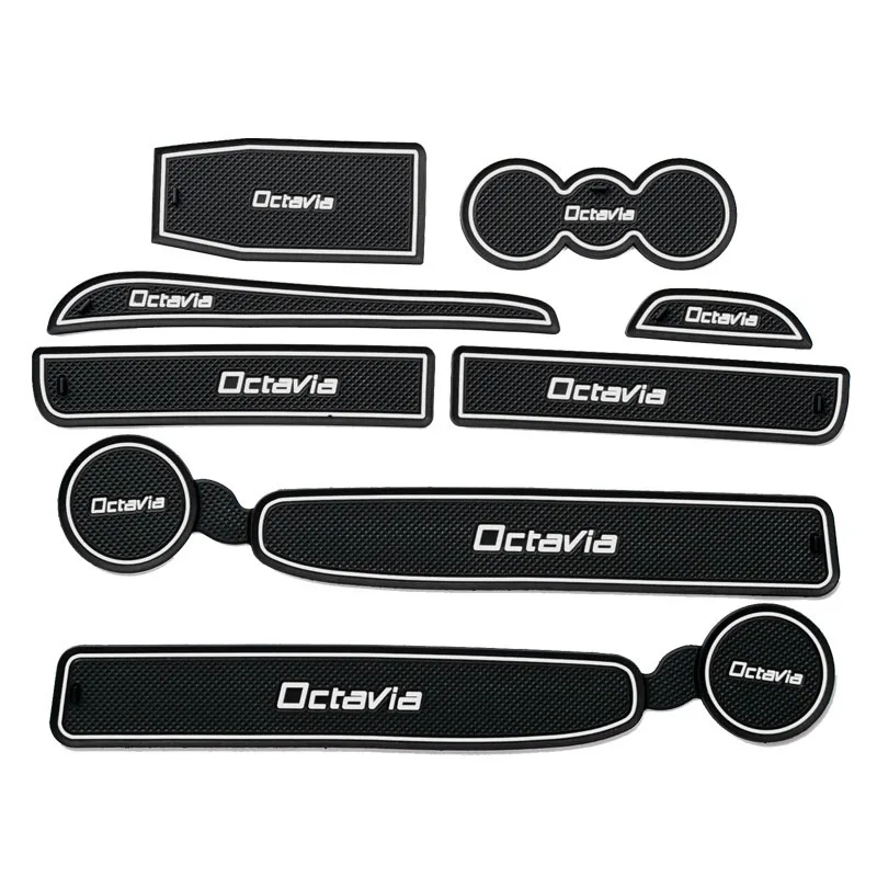 

For Skoda Octavia 2007-2014 2015 Car 3d Rubber Non-Slip Mats Car Door Slot Pad Silicone Water Coaster Car Styling Accessories