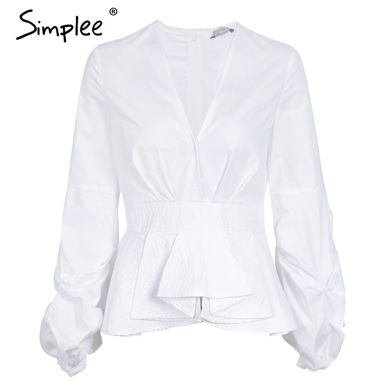 Ruffle v Neck Stripe Blouse Shirt Women Tops Streetwear White Blouse Elegant Cotton Blouse Female 