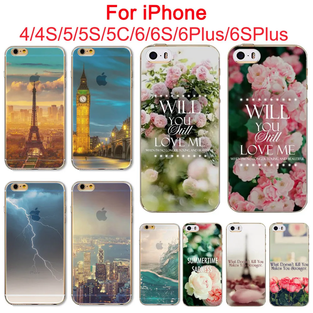 Amazing landscape Soft TPU Phone Case For Apple iPhone 4 4s 5 5S SE 5C 6 6s 6Plus 6sPlus Mobile Phone Bags Back Skin Cases Cover