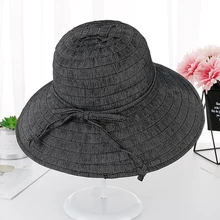 SUOGRY Панама женская большая широкополая шляпы на весну-лето для женщин рыболовная шляпа для рыбалки шапка женский головной Убор От Солнца черная Складная Панама