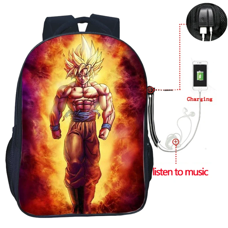 2 Рюкзак с драконом и шариком, usb-зарядка, рюкзак Goku Vegeta, школьные сумки для студентов, модные мужские и женские рюкзаки, повседневный рюкзак - Цвет: 2